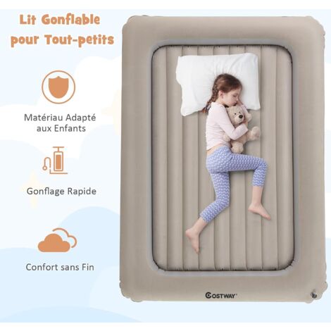 Lit De Voyage Gonflable Enfant Avec Tente - Marque Qpau, Gris Kaki, Léger, à Partir De 3 Ans