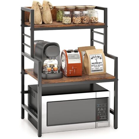 Costway – Étagère à épices 3 niveaux – Cadre métal brun rustique – Dimensions 42x52x78 cm – Capacité 50 kg – Garde-corps anti-chute