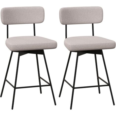 Costway – Tabourets de bar pivotants lot de 2 – Hauteur d'assise 63,5 cm – Rembourrés en lin – Repose-pieds intégré – Structure en métal robuste (1/5)