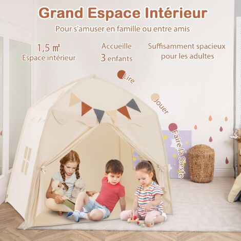 Tente De Jeu Princesse COSTWAY – 157x98x148 Cm – Guirlandes Et Drapeaux Inclus – Pour 3 Enfants (3-12 Ans)