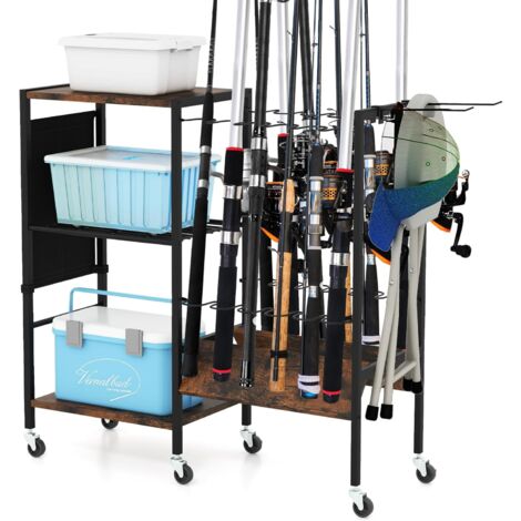 COSTWAY Support Canne a Peche, Porte Canne a Peche pour Garage, Chariot COSTWAY Support Canne a Peche, Porte Canne a Peche pour Garage, Chariot