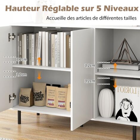 Buffet De Cuisine Avec éclairage LED, Portes Coulissantes En Verre Plan De Travail Etageres Et Tiroirs Reglables 120 X 35 X 167 Cm Blanc 97296120 Buffet De Cuisine Avec éclairage LED, Portes Coulissantes En Verre Plan De Travail Etageres Et Tiroirs Reglables 120 X 35 X 167 Cm Blanc 97296120