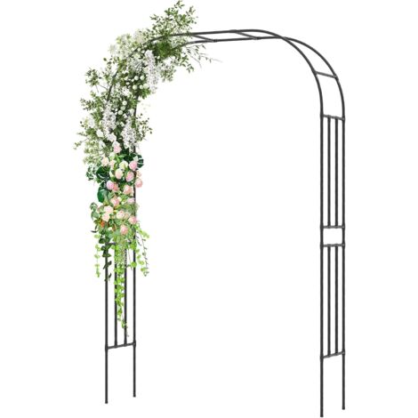 COSTWAY Arche de Jardin avec Treillis en Métal pour Plantes Grimpantes, Support de Vignes et Fleurs, Treillis de Jardin Décorative pour Cérémonie de Mariage Fête, 153 x 40 x 240 cm (1/5)