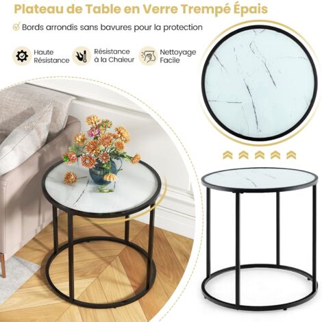 Table D'appoint Ronde Moderne Avec Plateau En Marbre Et étagère De Rangement Table De Bout De