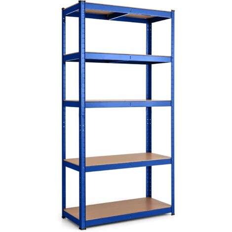 Costway – Etagère de rangement métallique 5 niveaux – Charge 130 kg par niveau – Dimensions 30 x 75 x 150 cm – Pour garage et abri de jardin – Bleu
