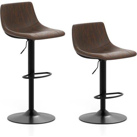 COSTWAY Lot de 2 Tabourets de Bar Pivotant, Chaise de Bar en Tissu Technique, Hauteur Réglable, Siège Rembourré, Résistant aux Taches, Cadre en Métal, Chaise Haute Bar Vintage Esthétique Moderne (1/5)