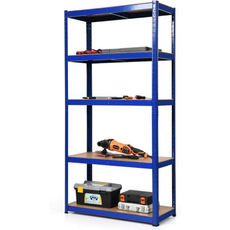 Costway – Étagère de garage 5 niveaux 40 x 90 x 180 cm – Charge max 875 kg – Acier galvanisé et MDF – Ajustable et assemblage sans boulon (1/5)