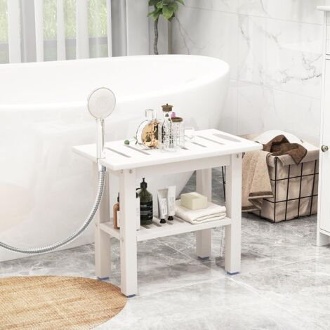 Tabouret Salle De Bain En Pehd Étanche, Banc De Douche D'angle 2 Niveaux, Charge Max 150kg