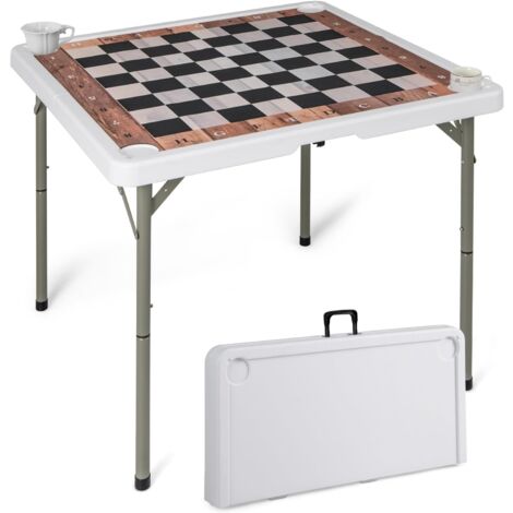 Costway – Table d'échecs pliante 90x90cm – Tapis antidérapant – 4 porte-gobelets – Poignée de transport – Structure triangulaire pour stabilité (1/5)