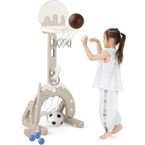 Panier De Basket 3 En 1 COSTWAY Pour Enfant - Hauteur Réglable 64-125 Cm, Avec Football Et Golf, Base à Eau, 3 Ans+ - 10