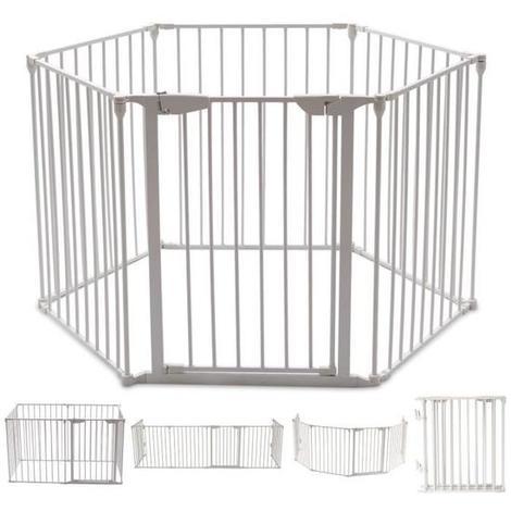 Barriere De Securite Enfant Bebe Grille De Protection Pour Cheminee Escaliers Et Parc 8 Pans Blanche