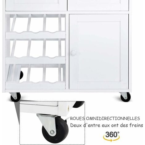 COSTWAY Chariot de Cuisine à roulettes desserte de cuisine chariot de service