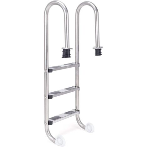 COSTWAY Échelle de Piscine à 3 Marches 1,32m Échelle de Sécurité pour Piscine en 304 Acier Inoxydable Échelle de Marche