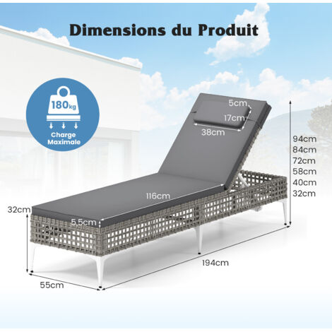 Oreiller De Tête Pour Chaise Longue - 37x17 Cm, Mousse, Tissu Respirant - Avec élastique Réglable - Pour Jardin, Plage - 13