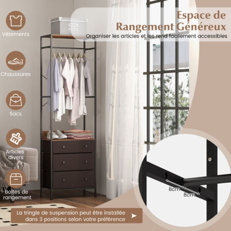 Portant à Vêtements Métal Design Industriel – Portemanteau Autoportant 60 Cm Noir – Entrée, Chambre, Dressing