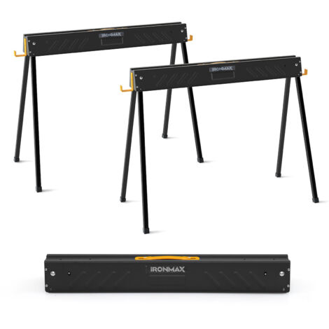 Costway – Lot de 2 chevalets pliants en métal galvanisé – Charge 500 kg chacun – Bras de support pour bois 2 x 4 – Conception légère et pliable