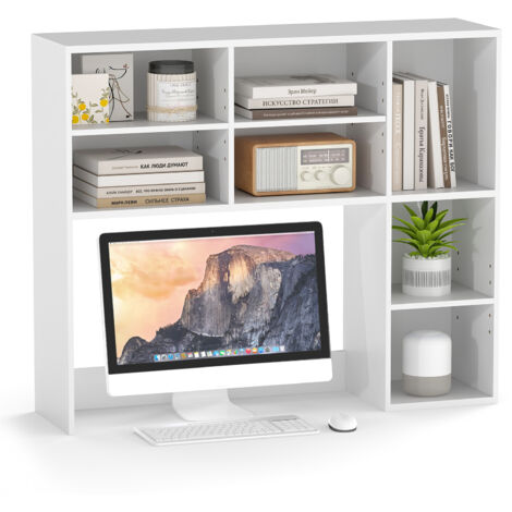 Étagère De Bureau En Bois Avec 4 Niveaux - Rangement Pour Ordinateur, Livres Et Décorations, Gain De Place