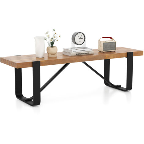 Banc d'intérieur, Banc à Chaussures Rustique 153 CM avec Structure Métallique, Banc de Couloir pour Entrée, Salon, Charge 300 KG, Naturel (1/5)