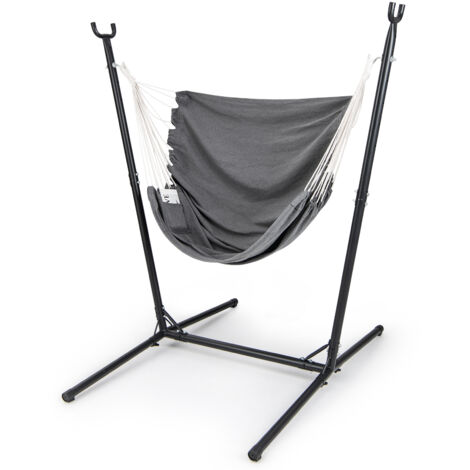 Hamac avec Structure, Chaise Pivotante avec Hauteur Réglable sur 6 Positions et Poche Latérale, Chaise Suspendue pour Chambre, Terrasse (1/5)