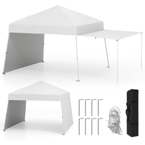Tonnelle de Jardin Pop-up 430 x 280 CM, Tente Réception Portable Pliable avec Parois Latérales Convertibles en Auvent, pour Fête Camping,Blanc (1/5)