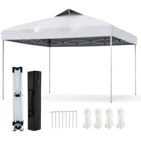 Tente Pliante 3 x 3 M, Tonnelle de Jardin Hauteur Réglable 255-275 CM avec Verrouillage Central à Clic & Sac de Transport Portable, Blanc (1/5)