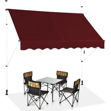 Store Banne Manuel Rétractable 2 x 1,25M avec Manivelle Hauteur Réglable 200-300CM, Auvent de Terrasse Tissu Oxford Imperméable & Anti UV (Rouge) (1/5)