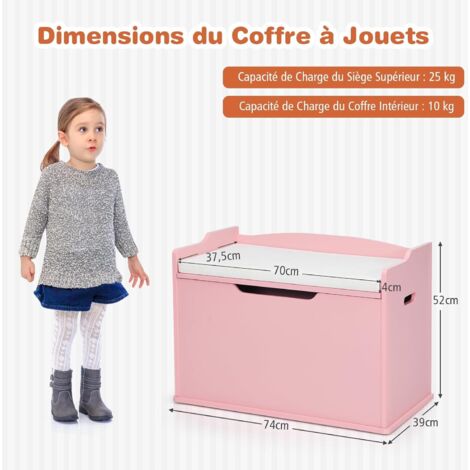 Coffre à Jouets Enfant ZONEKIZ Motif Forêt Rose – 60x37x39 Cm, Couvercle Amortisseur Sécurité, Rangement Spacieux, Coins Arrondis