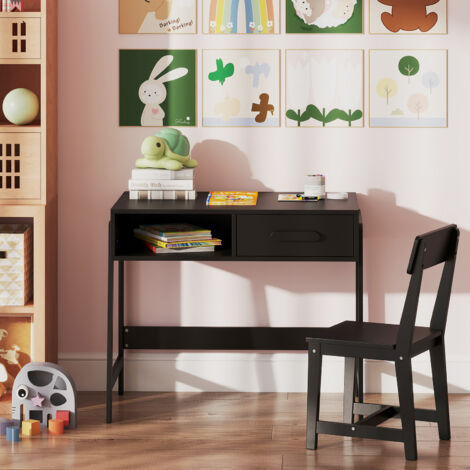 Bureau Enfant avec Banc, Tableau Double Face Réglable en Hauteur, 3