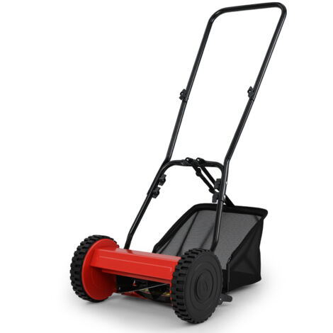 Tondeuse à Gazon Manuelle avec Largeur de Coupe de 30 cm, Hauteurs de Coupe Réglables de 15 à 40 Mm, Bac de Ramassage 18,5 L