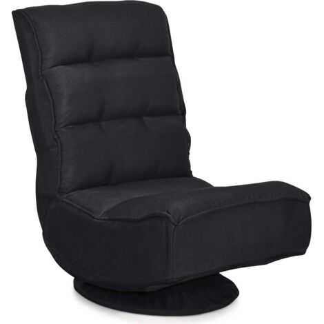 Chaise Relax Pivotant 360 Degrés Pliable et Réglable en 5 Positions,Chaise Rembourrée Confortable, Regarder la Télévision ou Joue, Noir (1/5)