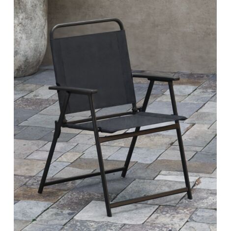 Ensemble de 2 Chaises de Extérieures Pliantes, Chaises de Jardin Portables avec Dossier et Accoudoirs, Capacité de Charge 150 KG Noir