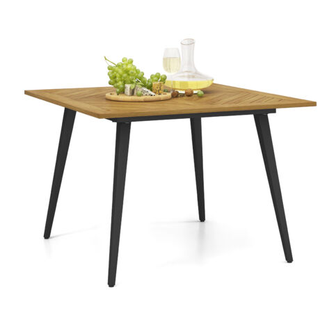 Table à Manger Extérieur en Bois d'Acacia Certifié FSC pour 4 Personnes, Table 107x107 cm avec Trou pour Parasol 5 cm (1/5)