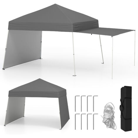 Tonnelle de Jardin Pop-up 430 x 280 CM, Tente Réception Portable Pliable avec Parois Latérales Convertibles en Auvent, pour Fête Camping, Gris (1/5)