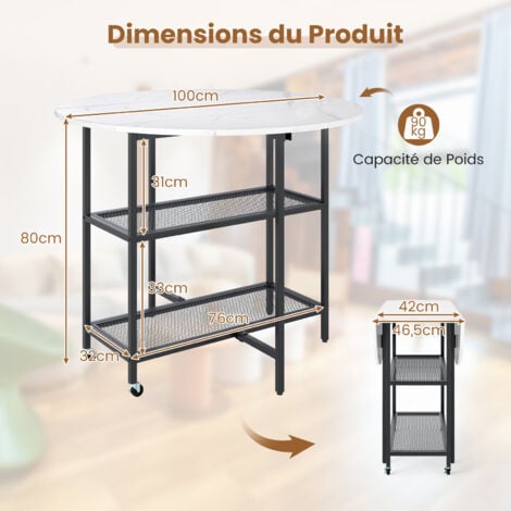 Table à Manger Pliante Mobile pour 2 à 4 Personnes, Table Pliante Ronde ...