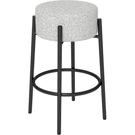 Costway – Tabouret de bar en lin – Assise en mousse pour confort – Cadre métallique robuste – Patins réglables pour surfaces irrégulières (1/5)