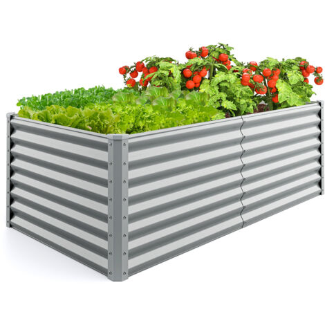 Lit de Jardin Surélevé H60 cm à Fond Ouvert, Jardinière Surélevée Rectangulaire en Métal avec Protection d'Angle Epaisse,180 x 95 x 60 cm, Gris (1/5)