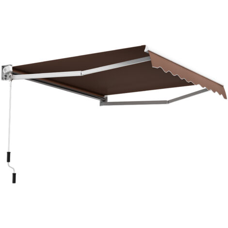Store Banne Auvent Rétractable Manuel 245x200CM Angle Ajustable 40°-100° sans Perçage Marron (1/5)