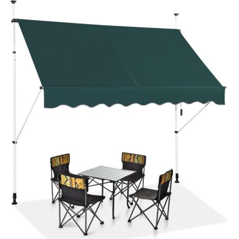 Store Banne Manuel Rétractable 2 x 1,25M avec Manivelle Hauteur Réglable 200-300CM, Auvent de Terrasse Tissu Oxford Imperméable & Anti UV (Vert) (1/5)