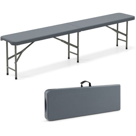 Banc Pliable en HDPE 180 cm, Siège Portable Pliable en Deux avec Capacité de 600 kg, avec Poignée et Verrou, Pour Camping, Pique-nique (1/5)