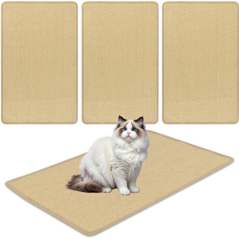 Lot de 2 Tapis Griffoir Chat 80 x 50 cm, Griffoir Chat Canapé avec Fermeture Auto-agrippante, Tapis Sisal Horizontal au Sol ou Mural, Protège Canapés (1/5)
