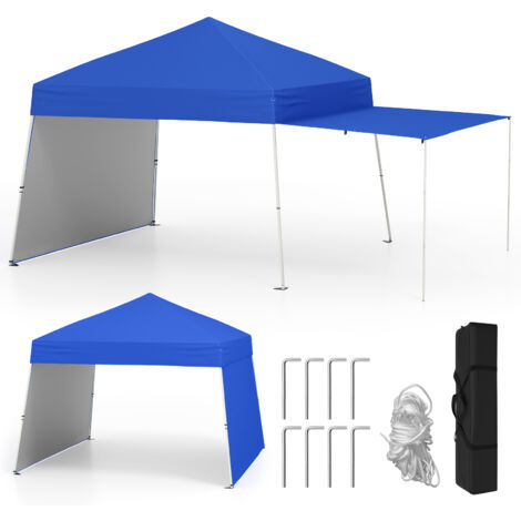 Tonnelle de Jardin Pop-up 430 x 280 CM, Tente Réception Portable Pliable avec Parois Latérales Convertibles en Auvent, pour Fête Camping, Bleu (1/5)