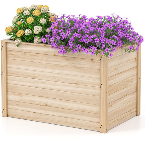 Jardinière au Sol en Sapin Massif, 100 x 64 x 65,5 cm, avec Base Ouverte pour Légumes, Fruits, Fleurs, Arbustes à Racines Profondes (1/5)