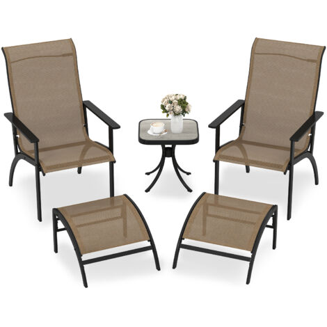 Ensemble de 5 Pièces de Chaises Adirondack, Chaises de Salon d'Extérieur avec Ottomans et Table d'Appoint, pour Patio, Jardin (1/5)