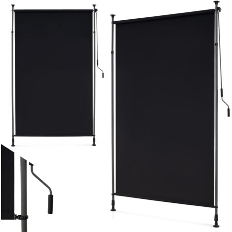 Store Auvent Vertical Manivelle Hauteur Réglable 150 X 220-310 CM, Store Extérieur Rétractable Sans Perçage, Écran Intimité pour Balcon, Noir (1/5)