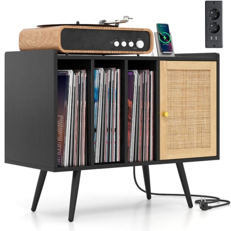 MeublePlatine Vinyle Avec Station De Charge,Table Tourne-Disque Avec