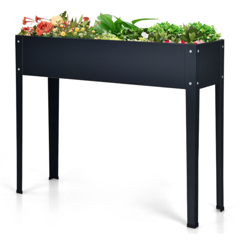 ardinière Surélevée en Métal, Carré Potager Surélevé avec 2 Trous de Drainage en Acier Galvanisé pour Légumes, Herbes, Fleurs, 101 x 31 x 80 CM, Gris (1/5)