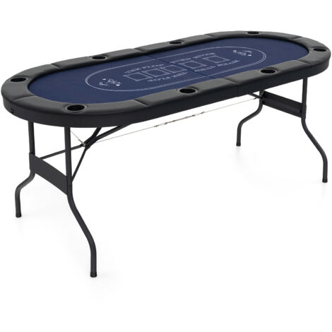 Costway – Table de poker pliable 182 cm – 8 joueurs – Rebords rembourrés – Surface en feutre de qualité casino – 8 porte-gobelets en métal (1/5)
