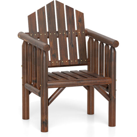 Fauteuil de Jardin avec Accoudoirs Comfortable et Dossier Haut incliné, 66 x 62,5 x 98 cm, Charge 150KG pour Véranda, Arrière-cour, Piscine, Marron (1/5)