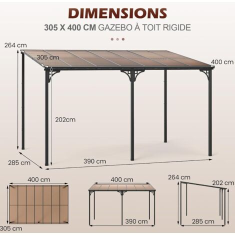 Générique Housse D'ombrage Pour Trampoline - Toit Pare-soleil Anti-UV Et Imperméable - Tailles 183 à 366 Cm - Pour 6 Barres