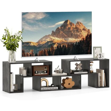 Meuble TV en 3 Pcs Modulaire, Meuble Télé Angle Extensible pour Télé 49 Pouces, Étagère Modulable pour Salon, Chambre, 135x30x43cm, Gris (1/5)